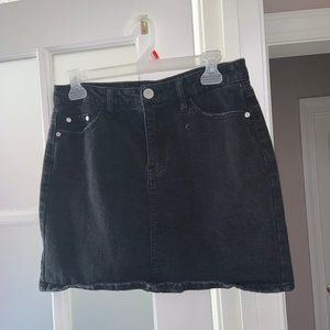 Black Denim Mini Skirt